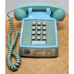 VTG Western Electric Bell South Pushbutton Desk Telephone Light Blue